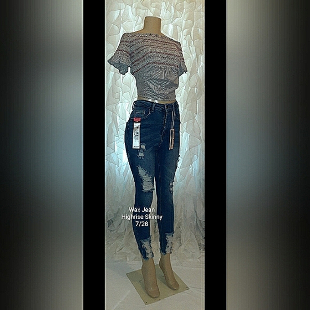 Wax Denim Jeans Highrise Crop Skinny 7
